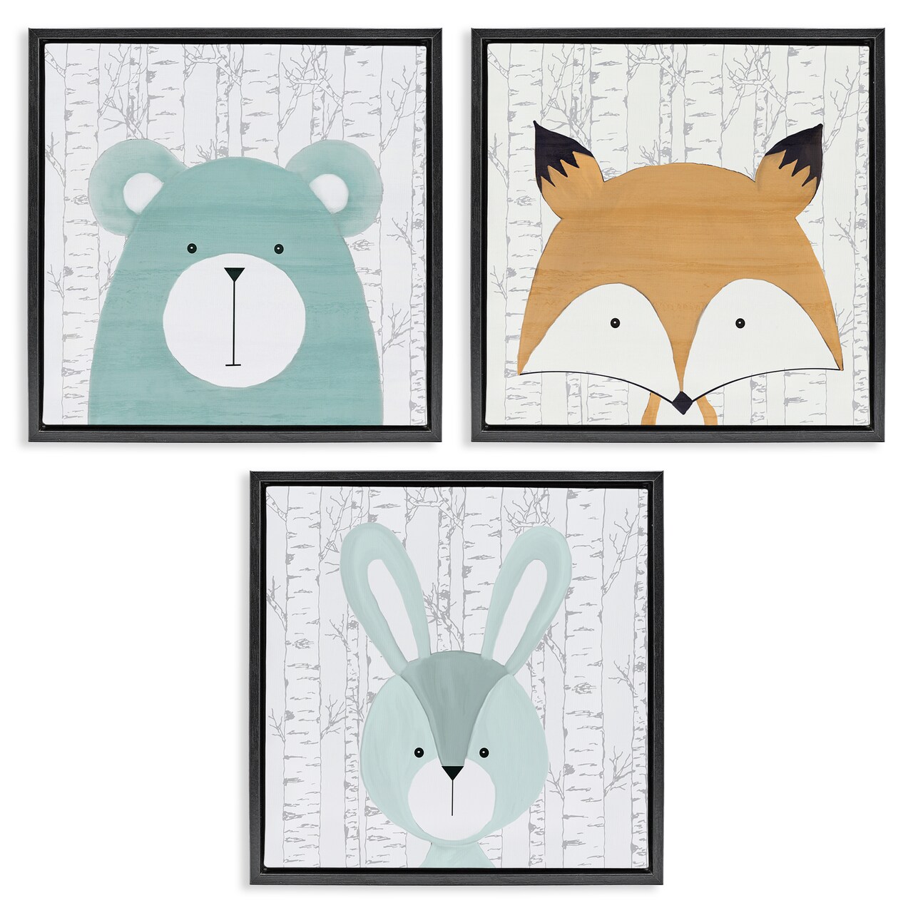 Stupell Industries Whimsical Woodland Nursery Animals 3pc Floating Frame Set Design by Kim Allen